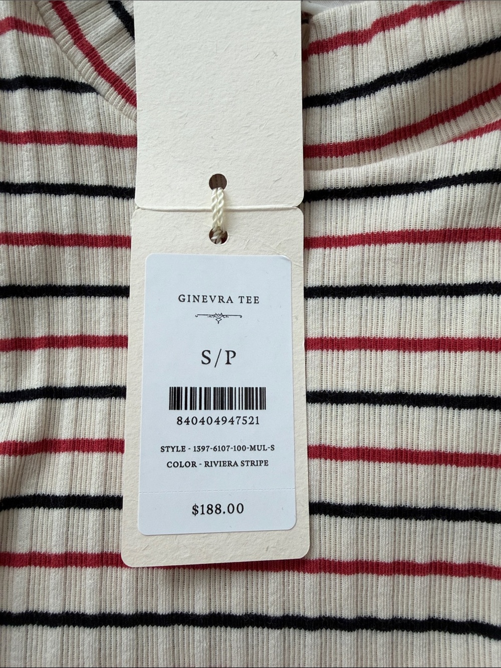 NWT DÔEN Long Sleeve, Light, Striped Ribbed Mock Neck - Picture 5 of 6